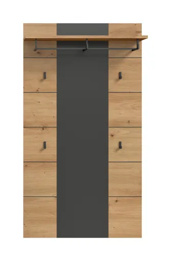 Garderobenpaneel - B ca. 80 cm, Basalt grau, Artisan Eiche Nachbildung
