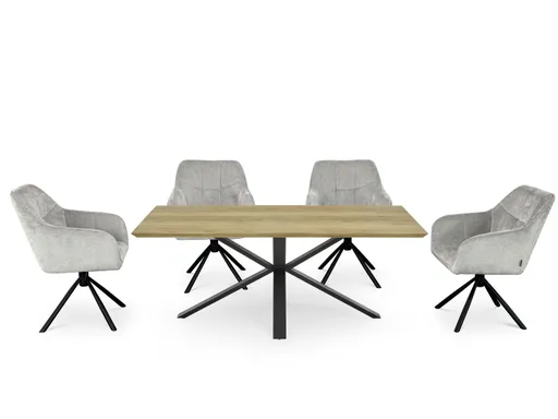 Armlehnstuhl MARLE - drehbar, Stoff, Silberfarben