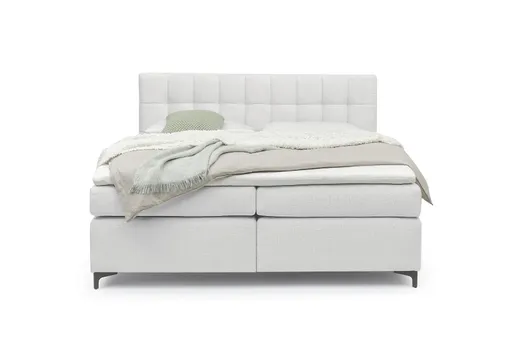 Boxspringbett HINDA- Liegefläche ca. 180x200 cm, Stoff, Hellgrau
