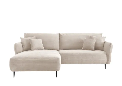 Ecksofa - 2-Sitzer, Ecke rechts inkl. 2 verstellbar Armlehnen, Stoff, Beige