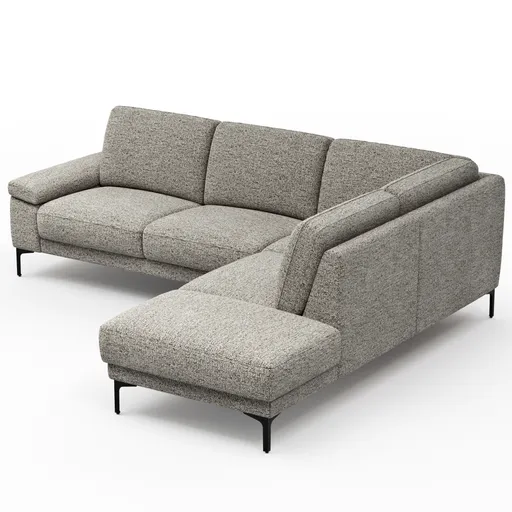 Ecksofa Matero - 2-Sitzer mit Ecke rechts, Stoff, Graubeige