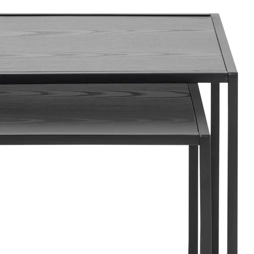 Couchtisch - 2er Set, Esche schwarz, Schwarz 