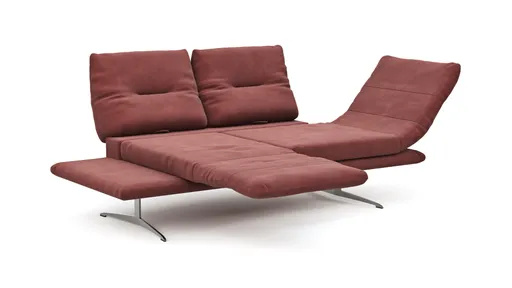 Sofa Lucero - 2,5-Sitzer inkl. Rückenlehne/Armlehne/Sitztiefe verstellbar und drehbares Sitzelement, Leder, Weinrot