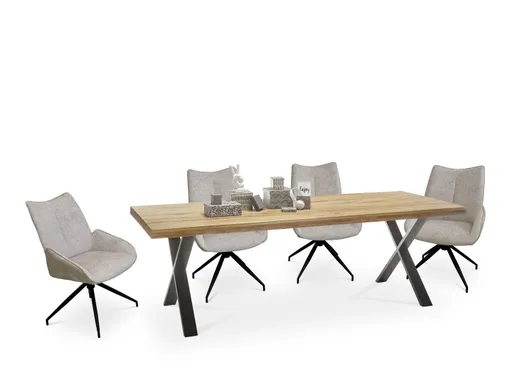 Stuhl MAUREEN - drehbar, Stoff, Creme