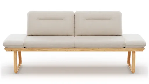 Bank Kamari - Breite ca. 208cm, Seitenteile verstellbar, Leder, Kitt