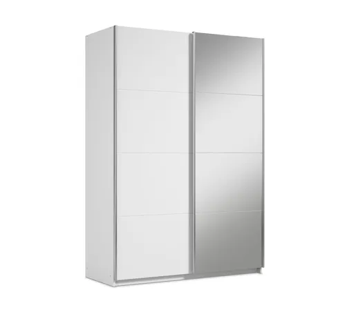 Schwebetürenschrank RUBITO- B ca. 136 cm, Weiß, Spiegel