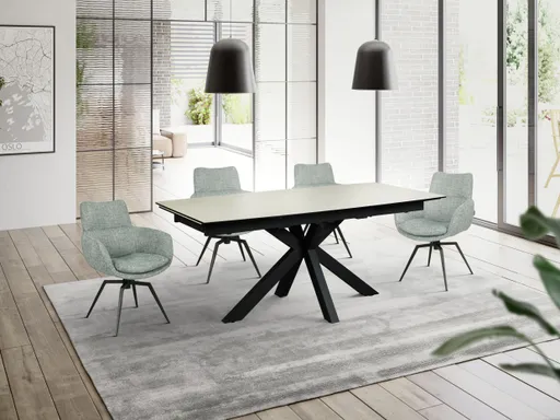 Esstisch MELANIA - ausziehbar, LB ca. 180x95 cm, Glaskeramik, Travertin farbig