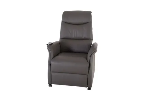 TV-Sessel - Relaxfunktion, Kopfteil verstellbar, Leder, Dunkelgrau