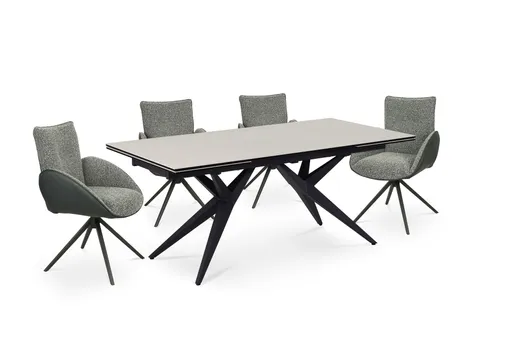 Esstisch MICHELA - ausziehbar, LB ca. 180x95 cm, Glaskeramik, Travertin farbig