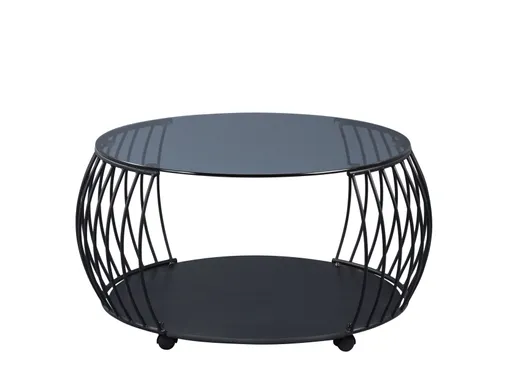 Couchtisch - Ø/H ca. 80x46 cm, Grau, Schwarz