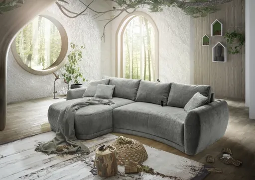 Ecksofa JOSUA - 3-Sitzer, Ecke rechts, Stoff, Dunkelgrau