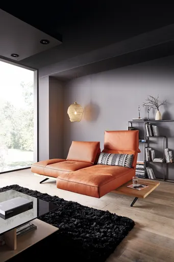 Sofa - 2,5-Sitzer, Rückenlehne/Armlehne verstellbar (manuell), Leder, Rost