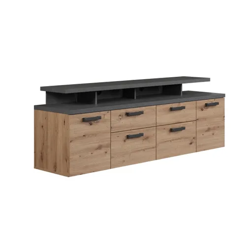 TV-Lowboard - B ca. 180 cm, Matera Nachbildung, Artisan Eiche Nachbildung