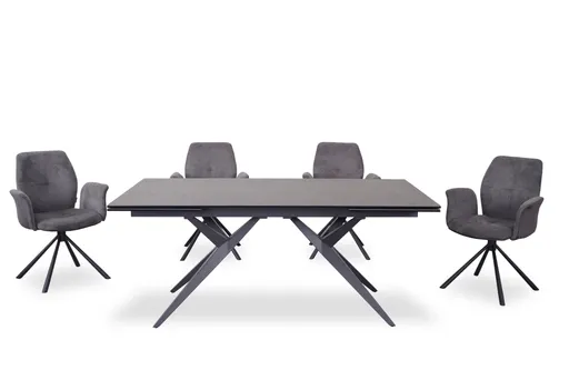Esstisch MICHELA - ausziehbar, LB ca. 180x95 cm, Glaskeramik, Dunkelgrau