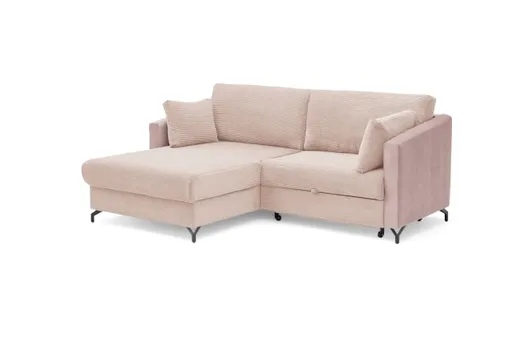 Ecksofa - 1,5-Sitzer, Ecke rechts inkl. Schlaffunktion und Bettkasten, Stoff, Altrosa