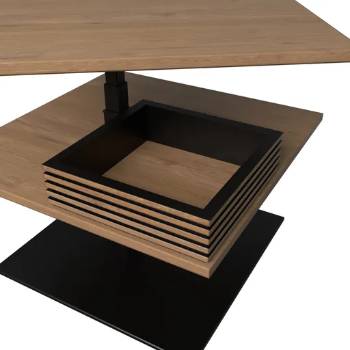 Couchtisch - höhenverstellbar, LBH. ca. 70x70x49-67 cm, Wildeiche furniert