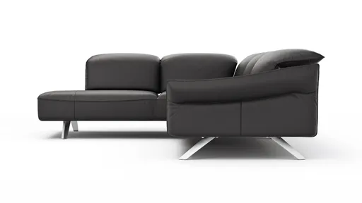 Ecksofa Bormio - Ecke links mit 2,5-Sitzer inklusive Relaxfunktion (motorisch), Leder, Schwarz