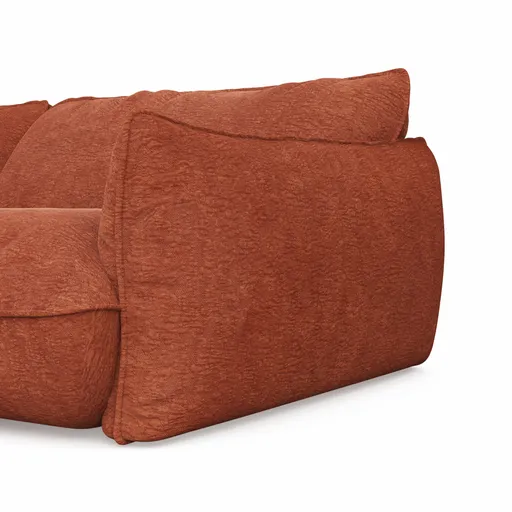 Ecksofa Fluffy - 2,5-Sitzer mit Longchair rechts inkl. Rückenlehne verstellbar, Stoff, Kupfer