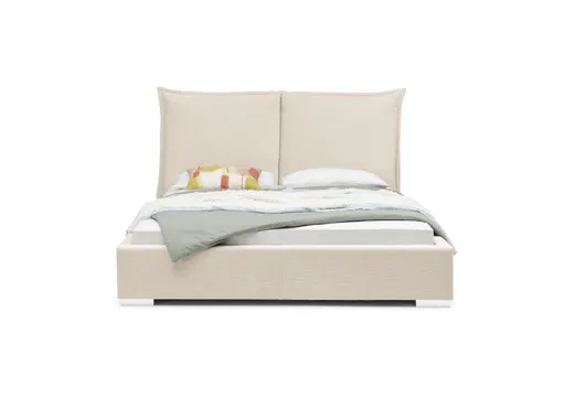 Bettgestell SANDRIN A- Liegefläche ca. 180x200 cm, Stoff, Creme, inkl. Lattenrost und Stauraum