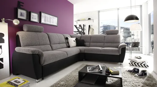 Ecksofa - 2-Sitzer, Ecke rechts in Kunstleder Schwarz