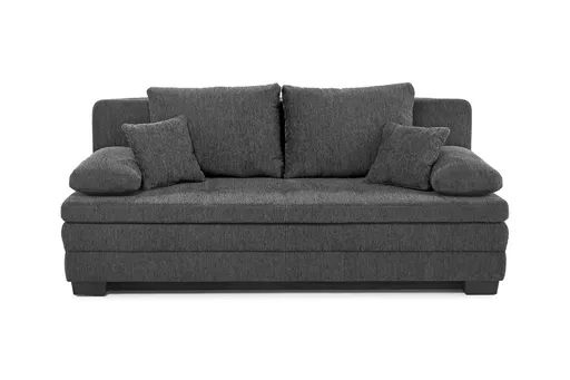 Sofa JONAH - 2-Sitzer inkl. Schlaffunktion und Bettkasten, Stoff, Dunkelgrau