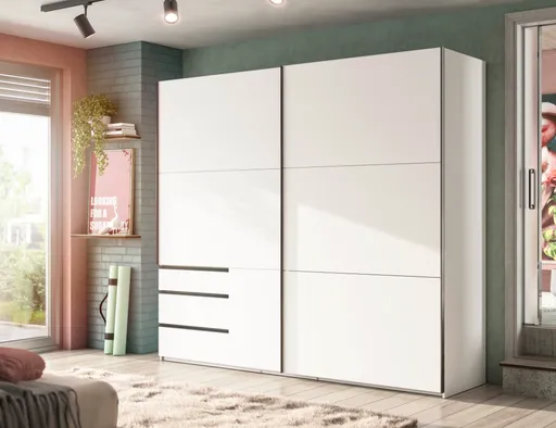 Schwebetürenschrank- B ca. 250 cm, Weiß
