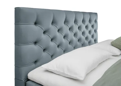 Bettgestell SANDRIN E- Liegefläche ca. 180x200 cm, Stoff, Graublau, inkl. Lattenrost und Stauraum