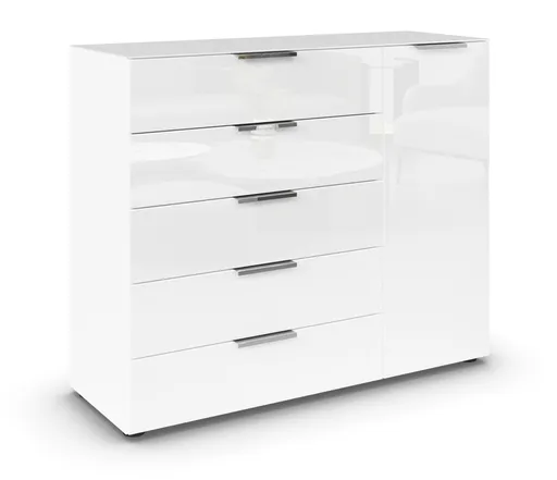 Kommode RIPP- Weiß, Glas, Weiß