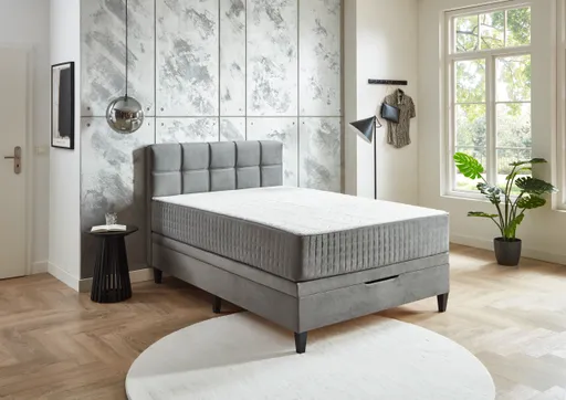 Boxbett - Liegefläche ca. 140x200 cm, Stoff, Grau
