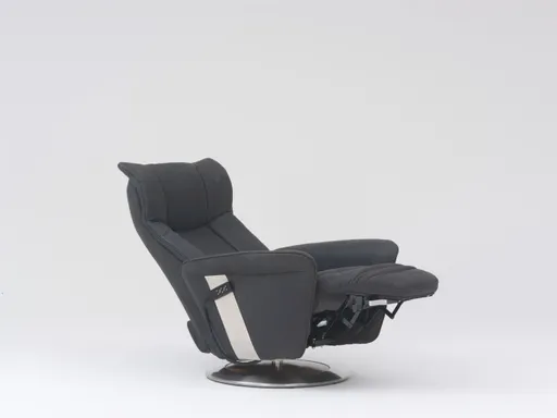 Fernsehsessel EM Halle - Relaxfunktion (1-motorisch), Leder, Kohle