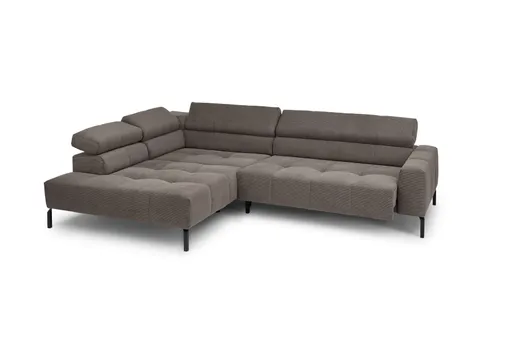 Ecksofa COLLEEN - Ecke links und 2-Sitzer, Sitzvorzug motorisch, Feincord, Taupe
