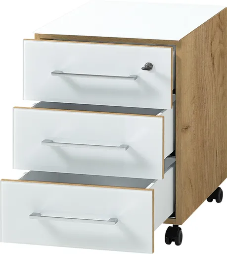 Rollcontainer GWEN - Eiche Nachbildung, Weiß