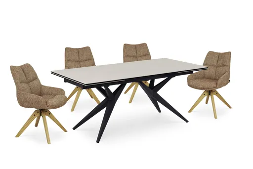 Esstisch MICHELA - ausziehbar, LB ca. 180x95 cm, Glaskeramik, Travertin farbig