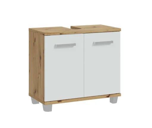 Waschbeckenunterschrank- B ca. 69 cm, Eiche Dekor, Hellgrau