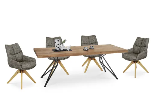 Armlehnstuhl MATTEA - drehbar, Stoff, Braun