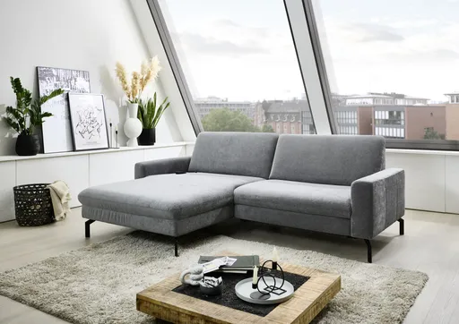 Ecksofa - Longchair links mit 1,5-Sitzer, Stoff, Anthrazit