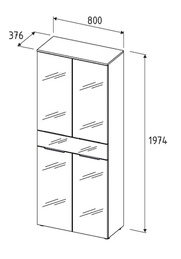 Büroschrank - B ca. 80 cm, Weiß