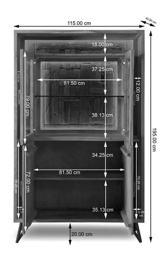 Vitrine - mit Beleuchtung, B ca. 115 cm, Akazie massiv