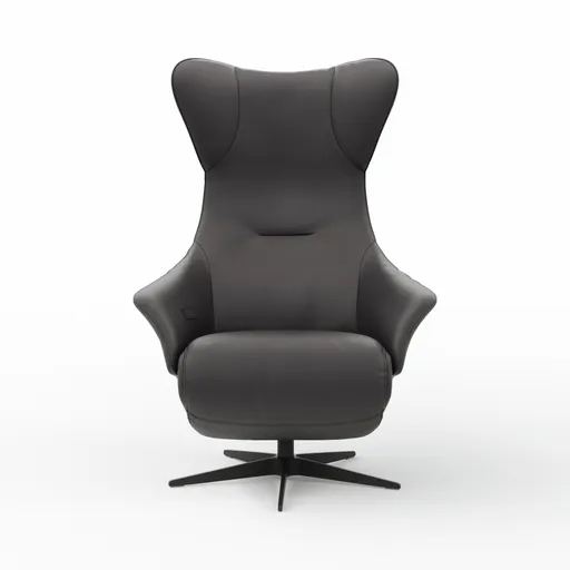 Relaxsessel Follina - Relaxfunktion (motorisch), Leder, Schwarz, Akku