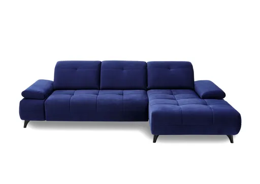 Sofa - 3-Sitzer mit Longchair rechts inkl. Schwenkrücken, Stoff, Blau