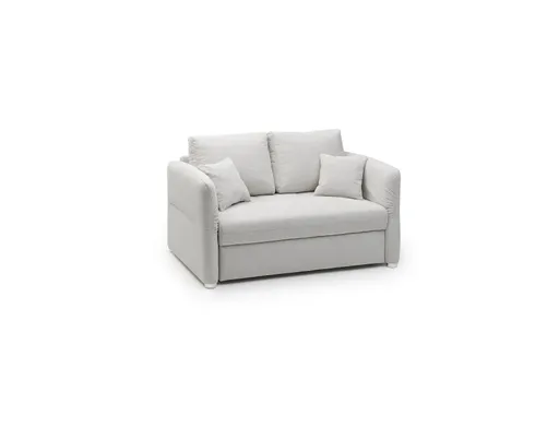 Sofa JORDEN - 1,5-Sitzer inkl. Schlaffunktion mit Bettkasten, verstellbare Armlehnen, Stoff, Beige