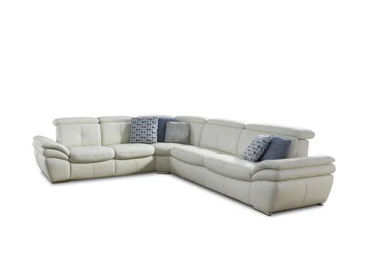 Sofa - 2-Sitzer mit Trapezecke rechts, Leder, Weiß