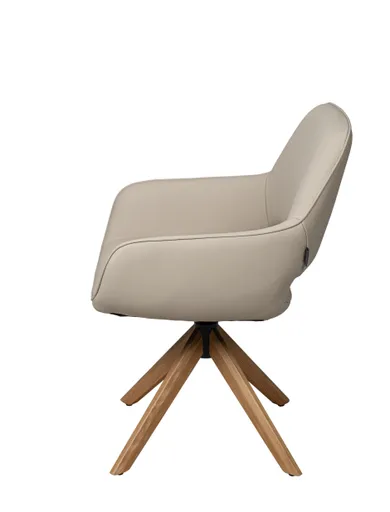 Armlehnstuhl MARIELLE - drehbar, Leder, Latte