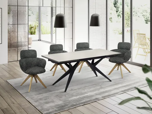 Esstisch MICHELA - ausziehbar, LB ca. 180x95 cm, Glaskeramik, Travertin farbig