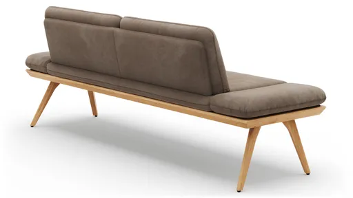 Bank Kamari - Breite ca. 228cm, Seitenteile verstellbar, Stoff, Schlamm