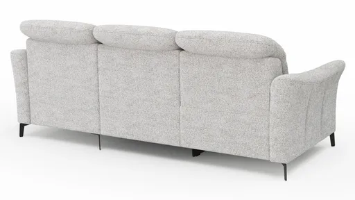 Ecksofa Canterbury - 2,5-Sitzer mit Longchair rechts, inkl. Relaxfunktion (motorisch) und Kopfteilverstellung, Stoff, Offwhite
