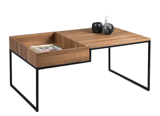 Couchtisch - LB ca. 105x66 cm, Eiche Nachbildung, Schwarz