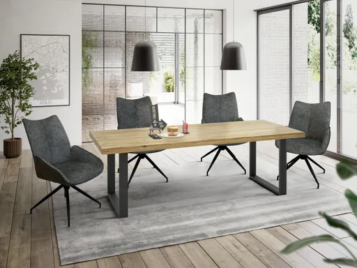 Stuhl MAUREEN - drehbar, Stoff, Grau, Braun