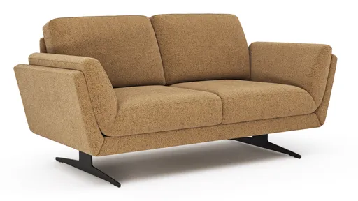 Sofa Tova - 2-Sitzer inkl. Rücken- und Armlehnfunktion, Kufe, Stoff, Kurkuma