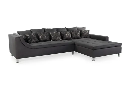 Ecksofa - Ecke links, 2,5-Sitzer, Stoff dunkelgrau